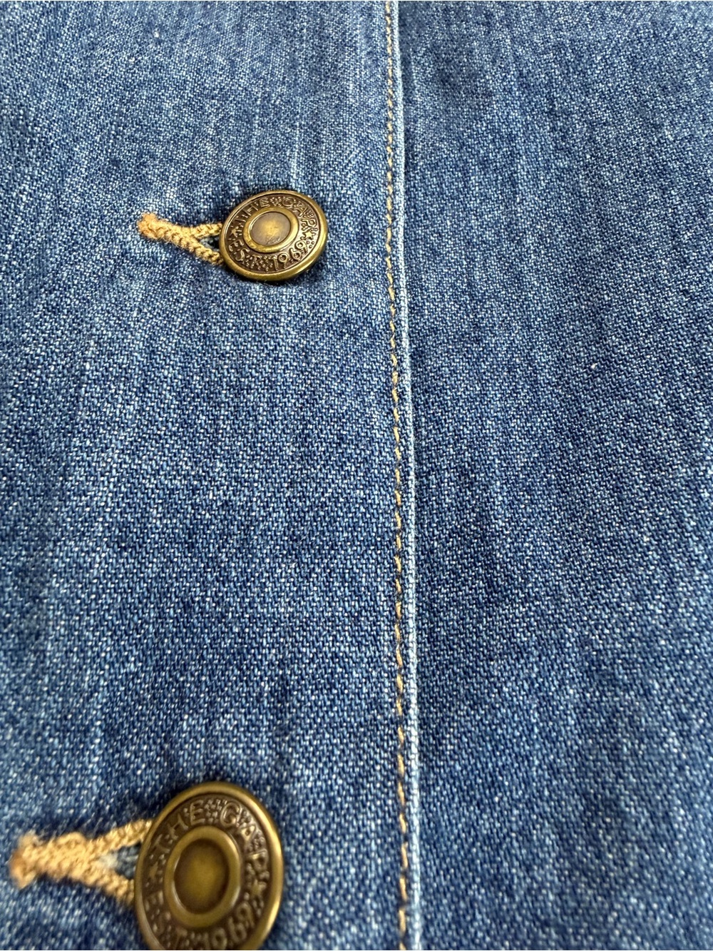 Classic Blue Denim Button-Front Vintage GAP Light Weight Cotton Denim Skirt - Picture 2 of 7